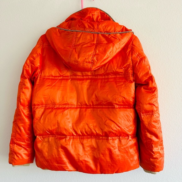 Happy Kids White Goose Down Puffer Jacket Women's Size M Orange Red Size M - Picture 2 of 10